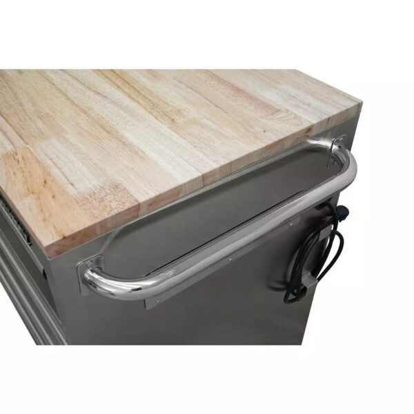 3ab5da4eaf384da1a4faef67e0968d4d 72 in 18-Drawer 24 in. D Mobile Workbench with Solid Wood Top Stainless Steel
