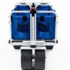 All Terrain Beach Wagon with Side Table|Heavy Duty Collapsible Folding Cart with Large Wheels for Beach Day, Picnic, Camping, Outdoor Activities | Blue/White