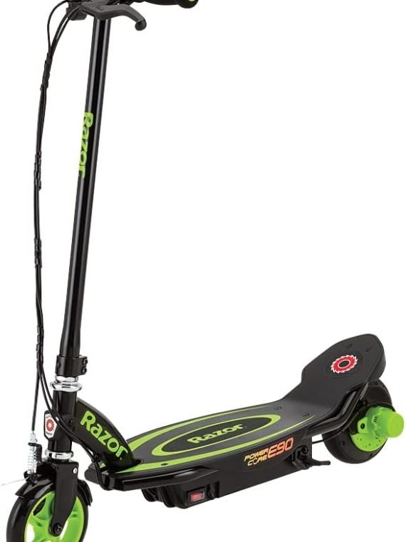 Electric Scooter with Hub Motor & Push-Button Throttle, Ages 8+