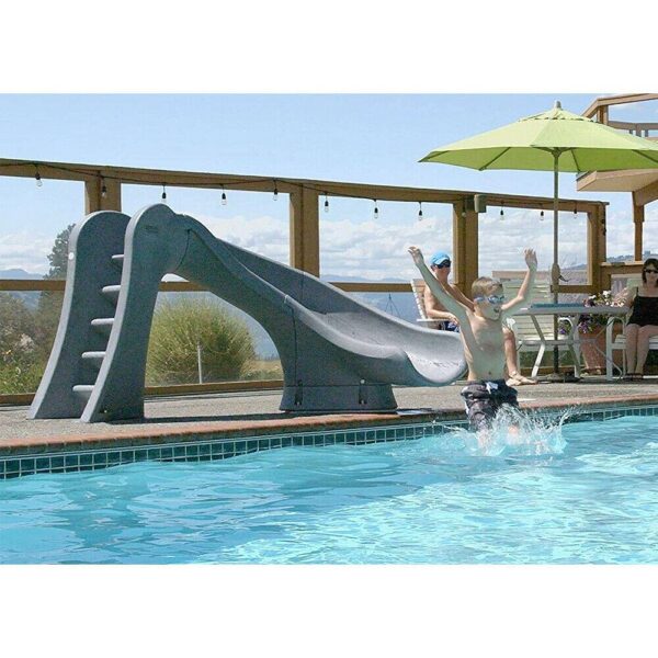3af668566de4485da4cde59beda00a35 S.R. Smith 698-209-58124 Cyclone Right Curve Swimming Pool Slide, Gray Granite