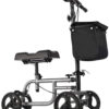 4 Wheels Knee Scooter Walker, All Terrain Rolling Steerable Adjusted Height Walking Aid with Storage Bags