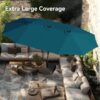 15ft Patio Umbrella Double-Sided Outdoor Market Extra Large Umbrella with Crank, Umbrella Base Included (Dark Red)