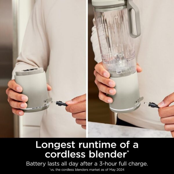 Ninja Blast Max, Portable Blender + Twist & Go, Personal Blender, Ninja Blender, Smoothie, Blend, Ice Crush, 3 Programs, Cordless, 22oz removable Vessel, Dishwasher Safe, Leakproof, Sea Glass, BC251MT