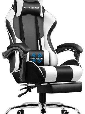 Gaming Chair, Computer Chair with Footrest and Lumbar Support, Height Adjustable