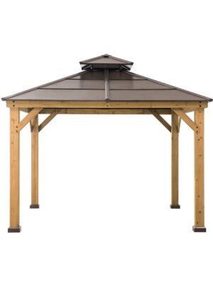 10 ft. x 10 ft. Cedar Framed Gazebo with Steel 2-Tier Hip Roof Hardtop