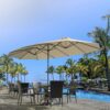 15ft Patio Umbrella with Solar Lights, Large Double Umbrella Outdoor, Rectangle 180”x106” Umbrellas with 156 PCS LED Lights and Crank Handle for Backyard Deck Pool Shade in Black(1.9′′ Pole)