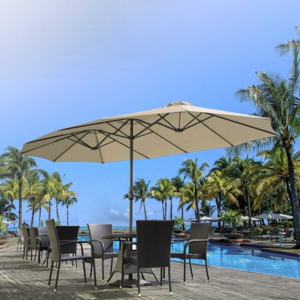 3c8dbfcb51e440c4b617d364d9d308fd 15ft Patio Umbrella with Solar Lights, Large Double Umbrella Outdoor, Rectangle 180”x106” Umbrellas with 156 PCS LED Lights and Crank Handle for Backyard Deck Pool Shade in Black(1.9′′ Pole)