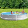 Intex Above Ground Swimming Pool, 12′ x 30′′, Prism Frame, Gray – Large Backyard Outdoor Round Summer Pool for Family, Easy Set Up, 24-Inch Deep Water
