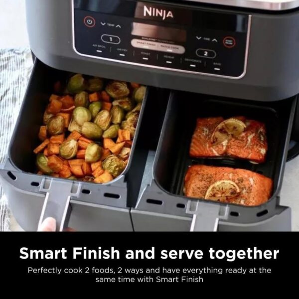 3d0efec1c29e450fa0d9c326da5a291c DZ401 Foodi 10 Quart 6-in-1 DualZone XL 2-Basket Air Fryer with 2 Independent Frying Baskets, Match Cook & Smart Finish to Roast, Broil, Dehydrate for Quick, Easy Family-Sized Meals, Grey