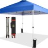 CROWN SHADES 10×10 Pop Up Canopy – Beach Tent with One Push Setup – Easy Outdoor Sun Shade for Events, Parties, Camping – Gazebo with STO-N-Go Cover Bag, Silver Coated Top, White