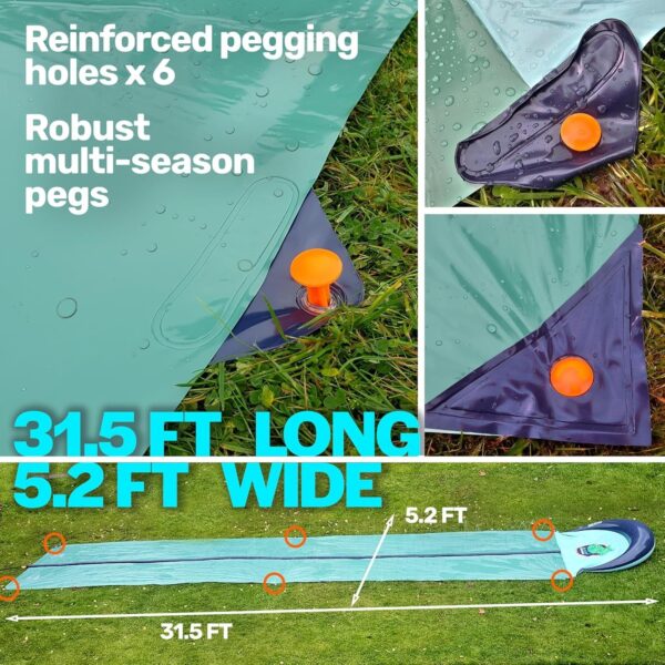 3d27c02a001a4cad81518f8dd14b3a6a TEAM MAGNUS 31ft Slip n Slide with 500CL Inflatable Crash pad. Slip and Slide for Kids Ages 8-12 in Heavier, 0.22mm PVC with Adjustable sprinklers (372′′ L x 63′′ W x 10′′ H)