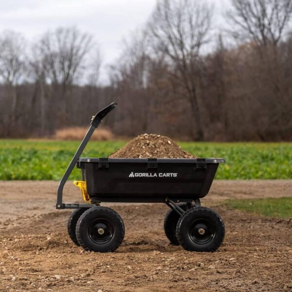 3d60dd97ed724b6a89c904f8e7215f99 7GCG-NF Heavy-Duty Poly Dump Garden Cart with No-Flat Tires, 7 Cubic Feet, 1200-Pound Capacity, Black, Amazon Exclusive