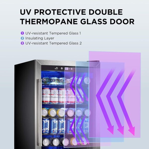 Mini Fridge 130 Can Beverage Refrigerator Cooler, 3.2 Cu.Ft Drink Fridge for Soda Wine Beer, Adjustable Temperature Control for Home Office, Black