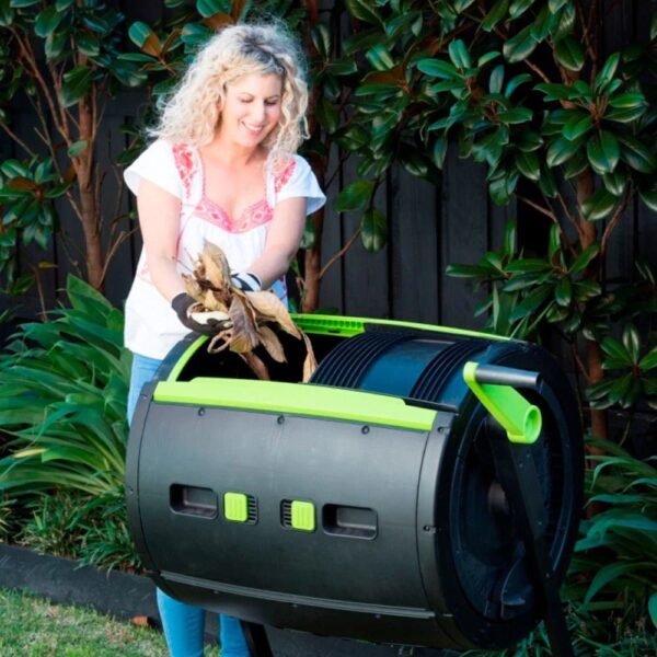 3d8ed01ee8e749c7bf7cfc17eba46b4b 65-Gallon Compost Tumbler And Cart Combo