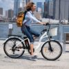 350W Electric Commuter Bike for Adults, 26′′ Cruiser Ebike with 36V 12.5AH Removable Battery, Shimano 6-Speed, Dual Shock Absorber, Basket