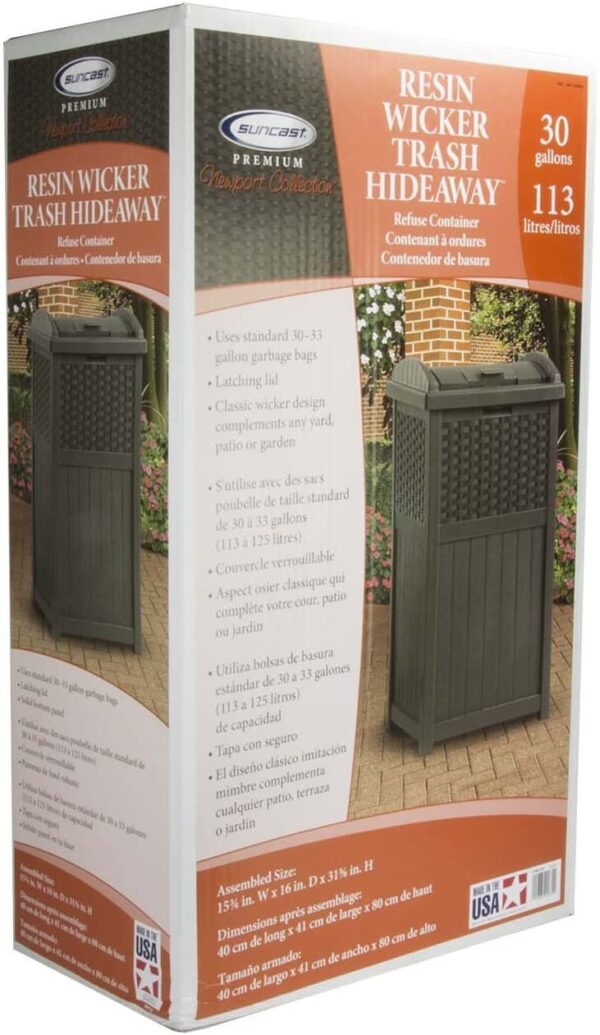 3dabe80e4b6a419bb188235498ad7eaf 77 Quart Resin Beverage Cart, Java & Suncast 33 Gallon Resin Trash Can