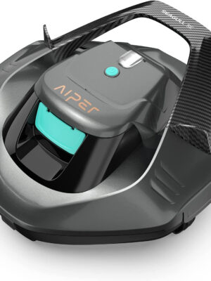 Cordless Robotic Pool Cleaner, Pool Vacuum Lasts 90 Mins, LED Indicator, Self-Parking, Ideal for Above/In-Ground Flat Pools up to 40 Feet – Gray