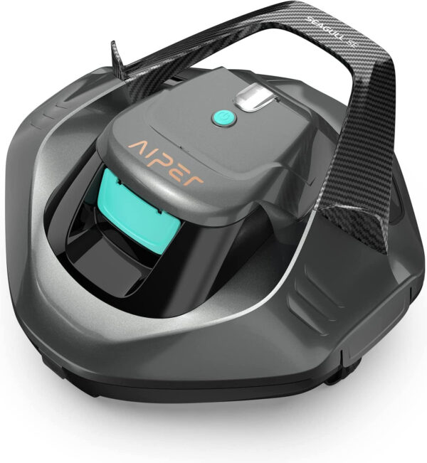Cordless Robotic Pool Cleaner, Pool Vacuum Lasts 90 Mins, LED Indicator, Self-Parking, Ideal for Above/In-Ground Flat Pools up to 40 Feet – Gray