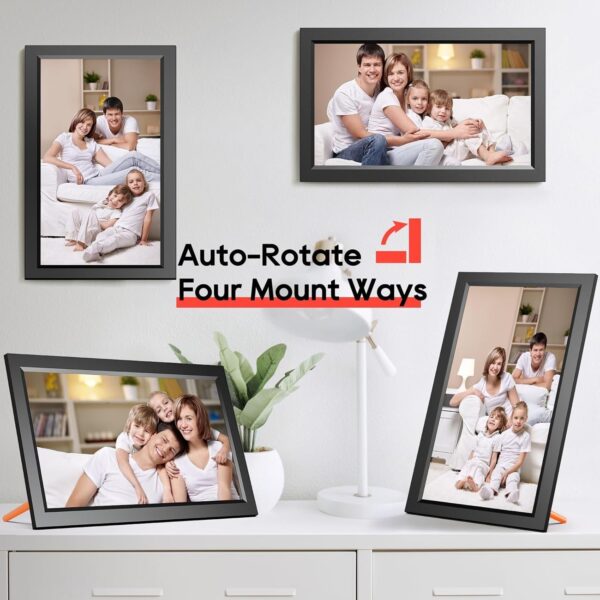 15.6′′ Digital Picture Frame, 64GB 1920 x 1080 IPS Touch Screen Electronic Photo Frame, Pre-Load Photo Gift Mode Without Open Package, Auto-Rotate, Wall/Table Mountable, App Share Photos, Black