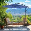 9.8FT Offset Patio Umbrella Hanging Cantilever Umbrella Outdoor Sun Shade with Easy Tilt Adjustment, 8 Ribs, UV Protection for Backyard, Lawn, Garden and Pool, Blue