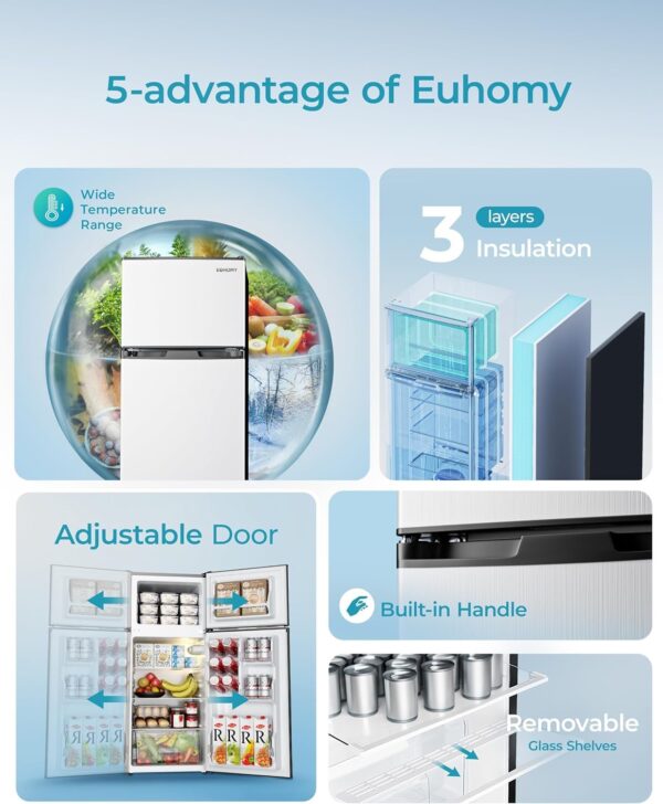 3e2a86fa9bc14d748d23b00143619775 EUHOMY 3.2 Cu.Ft Mini Fridge with Freezer – 2-Door Compact Refrigerator for Bedroom, Dorm, Office or Apartment, Silver