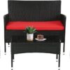 Patio Furniture Set 4 Pieces Outdoor Rattan Chair Wicker Sofa Garden Conversation Bistro Sets for Yard (Brown)