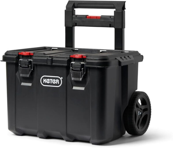 Keter Stack-n-Roll Modular Tools Organizer for Garage Storage and DIY, 3 Piece Resin Rolling Tool Box System for Small Parts