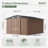 Aoxun 6.2×4 FT Shed Outdoor Storage Shed Metal Garden Shed with Lockable Doors & Slooping Roof Tool Shed Bike Shed for Backyard, Patio, Poolside (Brown)