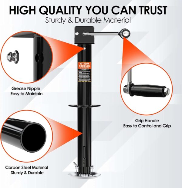 3eba3f8c71a441ddbc2f4f9ebe1d76e8 5000 lbs A-Frame Trailer Jack, 15′′ Lift, Adjustable 5-Level Drop Leg, 5K Jack for RV Trailer Boat