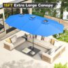 15ft Patio Umbrella with Solar Lights, Large Double Umbrella Outdoor, Rectangle 180”x106” Umbrellas with 156 PCS LED Lights and Crank Handle for Backyard Deck Pool Shade in Black(1.9′′ Pole)