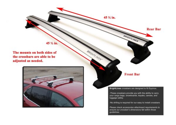 BRIGHTLINES Heavy Duty Anti-Theft Premium Aluminum Roof Bars Roof Rack Crossbars Compatible with 2018-2019 Chevy Equinox Without Roof Rails