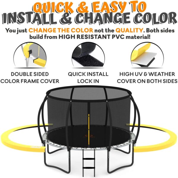 3f4965929e474de0af57330ae94381e2 16FT Trampoline with Enclosure & Double Color Pad Cover