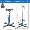 1660 Pounds Hydraulic Car Transmission Jack Vertical Lift with 360° Swivel Wheel Pedal ,Blue,33′′-70′′(0.75Ton)