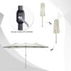 15ft Patio Umbrella with Solar Lights, Large Double Umbrella Outdoor, Rectangle 180”x106” Umbrellas with 156 PCS LED Lights and Crank Handle for Backyard Deck Pool Shade in Black(1.9′′ Pole)