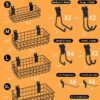 INCLY 30PCS Slatwall Accessories Set, Includes 4 Pack Ventilated Metal Wire Slatwall Baskets and 26PCS Multisized Heavy Duty Slatwall Hooks for Garage Rooms Shops Storage Organizing Display