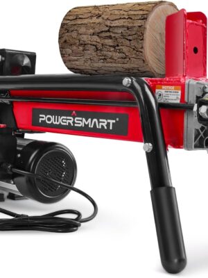 PowerSmart Electric Log Splitter 7-Ton – Efficient Wood Splitter with 3500 Motor Speed, 15 Amp, Horizontal Full Beam Design and Steel Wedge for Firewood & Kindling Cutting