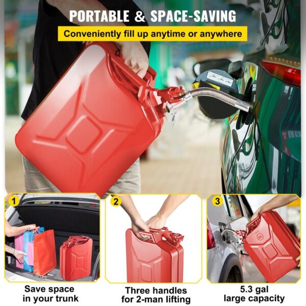 3fe908f11a65434193ff68bc0e92cc78 VEVOR Jerry Fuel Can with Flexible Spout System, 5.3 Gallon/20 L