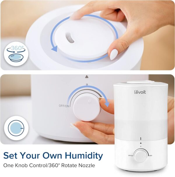 Humidifiers for Bedroom Baby, Sprout Evaporative with Dual Filters for Air & Water, Separate Sensor, Adjustable No Blue Nightlight, Auto Dry, Smart Control & Alexa, Auto Mode, 3.8L Tank for 36H