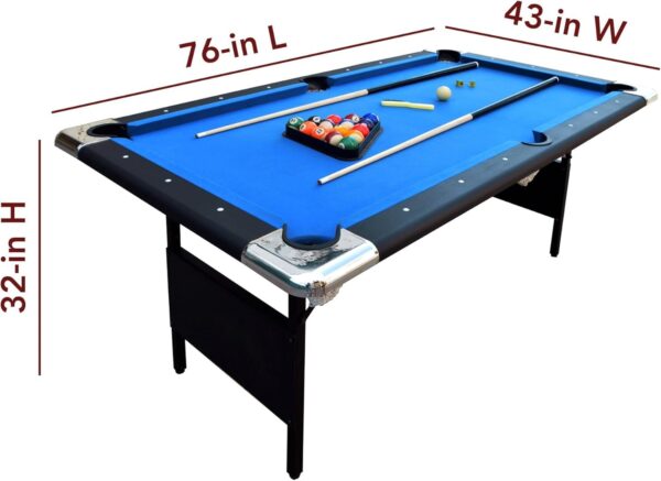 4013b5876cea4ef5bd3edaf75018c34a Hathaway Fairmont 6 Ft Portable Pool Table, Adults Folding Billiards Tables for Game Room with Easy Foldable Storage, Includes Full Set of Billiard Balls, Cues, Chalk & Brush