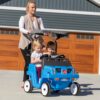 Step2 Side-by-Side Push Around SUV, Kids Push Car, 2 Seats, Stroller Substitute, Includes Seat Belts & Horns, Made of Durable Plastic, Max Weight 100 lbs., For Toddlers 1.5-5 Years Old, Blue