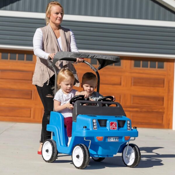 407b39d2da7a4a3eb3f85f626413e5a4 Step2 Side-by-Side Push Around SUV, Kids Push Car, 2 Seats, Stroller Substitute, Includes Seat Belts & Horns, Made of Durable Plastic, Max Weight 100 lbs., For Toddlers 1.5-5 Years Old, Blue