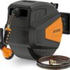 Ayleid Retractable Garden Hose Reel,1/2 in x 100 ft Wall Mounted Hose Reel, with 9- Function Sprayer Nozzle, Any Length Lock/Slow Return System/Wall Mounted/180°Swivel Bracket (Grey)