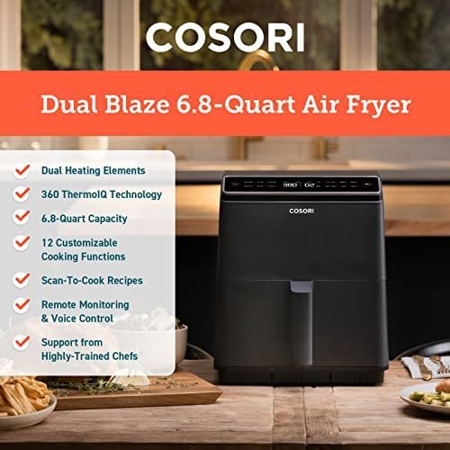COSORI Air Fryer 6.8Qt, Dual Blaze with 360 ThermoIQ Tech