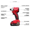 3650-21P M18 18-Volt Lithium-Ion Compact Brushless Cordless 1/4 in. Impact Driver Kit with One 2.0 Ah Battery, Charger Tool Bag