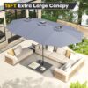 15ft Patio Umbrella with Solar Lights, Large Double Umbrella Outdoor, Rectangle 180”x106” Umbrellas with 156 PCS LED Lights and Crank Handle for Backyard Deck Pool Shade in Black(1.9′′ Pole)