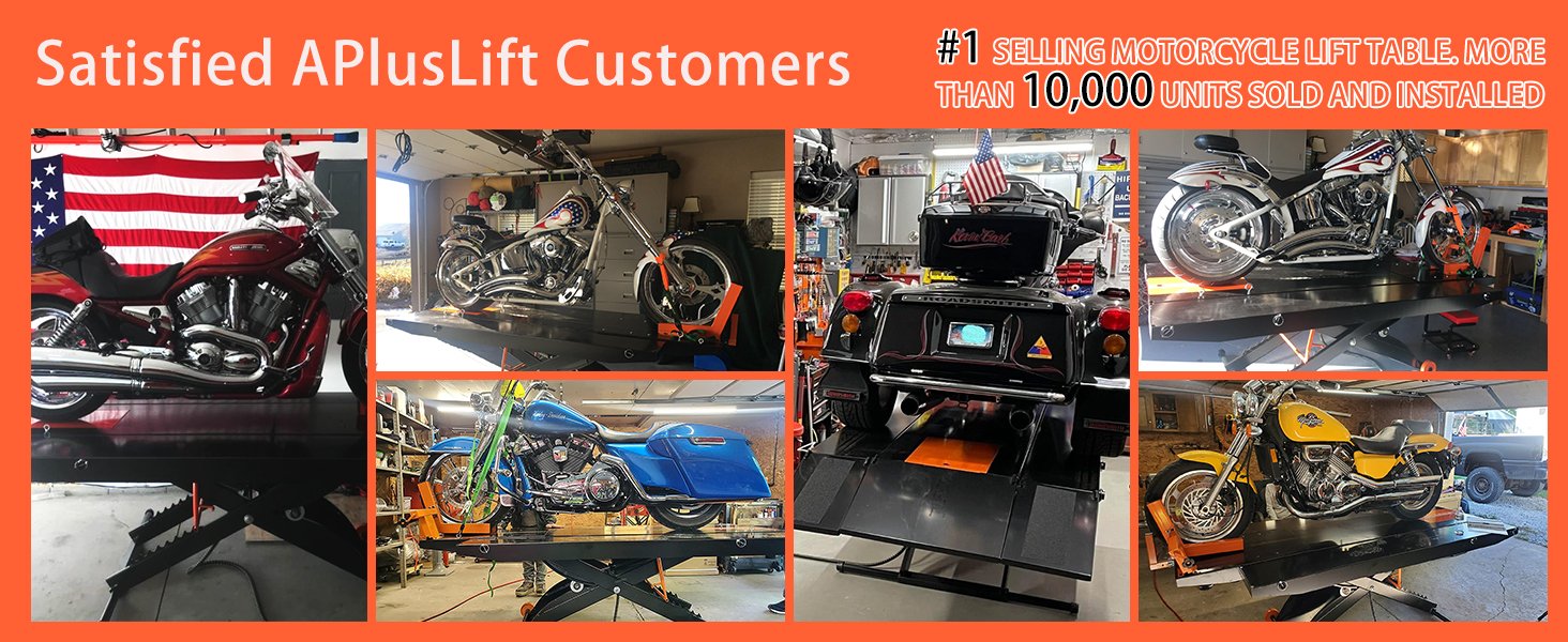 APlusLift MT1500X 1500LB Air Operated 48" Width Motorcycle ATV Lift Table with Side Extensions