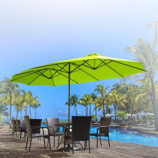 42775b7ea829485ca19571cb434216be 15ft Patio Umbrella with Solar Lights, Large Double Umbrella Outdoor, Rectangle 180”x106” Umbrellas with 156 PCS LED Lights and Crank Handle for Backyard Deck Pool Shade in Black(1.9′′ Pole)