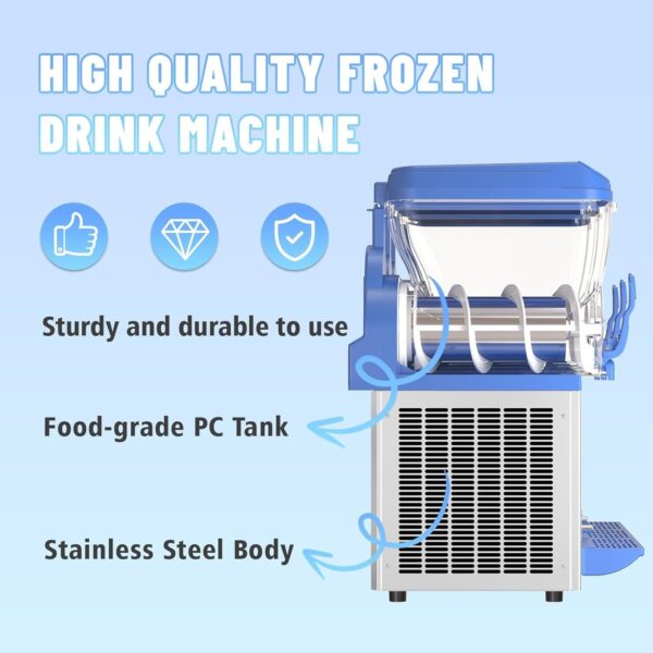 Commercial Slushy Machine – 1000W 30L Tanks Slush Maker Machine 304 Stainless Steel Commercial Margarita Machines Efficient Cooling the Ideal Slushie Maker for Bars Cafes Restaurants