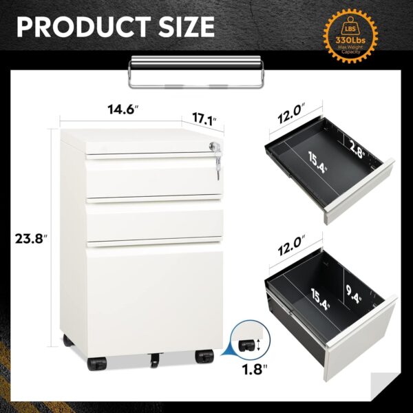 43246d86b47f4057b90a70be5eb182c3 DEVAISE 3 Drawer Mobile File Cabinet Under Desk Office, Fully Assembled Except Casters, Letter/Legal Size, Black