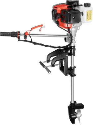 2.3HP 2 Stroke Outboard Motor, 52cc Marine Boat Motor with Air Cooling System, Manual Pull Start for Fishing Boats Water Motor Tools, CDI Ignition System, 3-Blade Propeller, Anti-Vortex Baffle